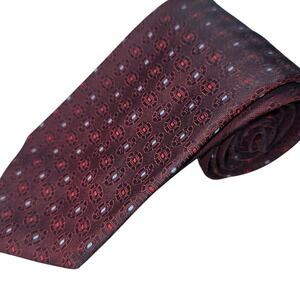 VINTAGE Principe Polyester Neck Tie Maroon with‎ Baby Blue & Red Dots